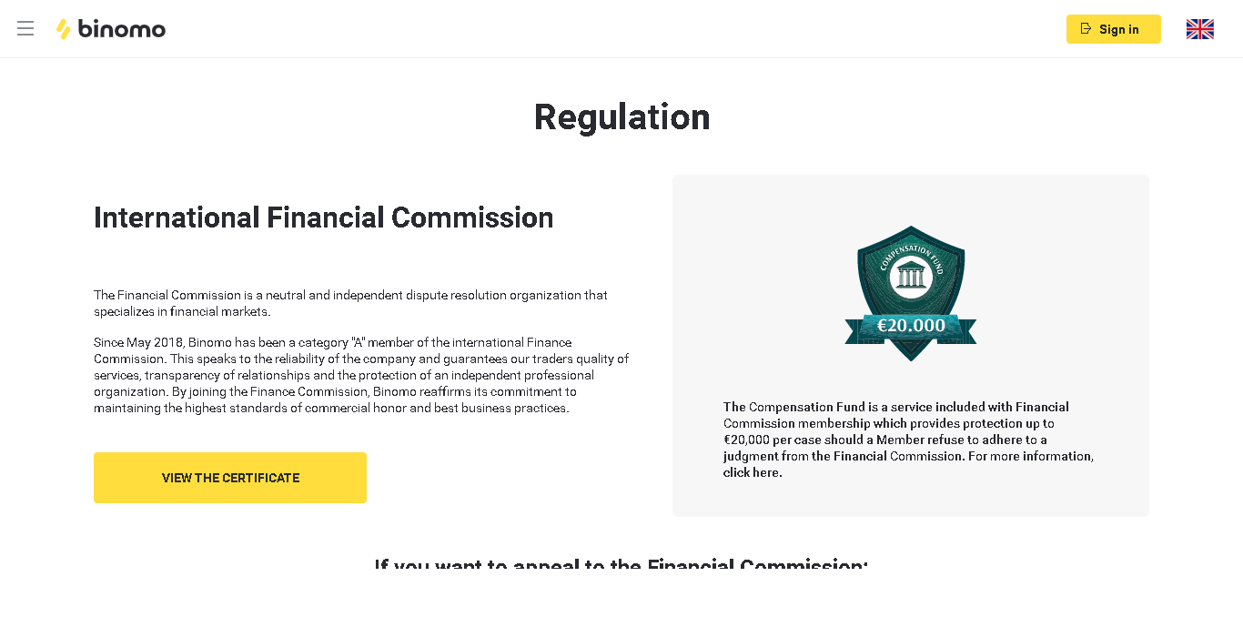 Binomo diregulasi oleh the International Financial Commission